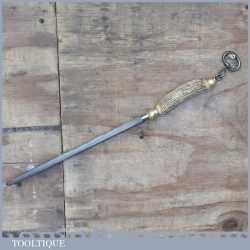 Vintage Wilson Of Sheffield Professional Chef’s Knife Sharpening Steel - Antler Horn Brass Handle