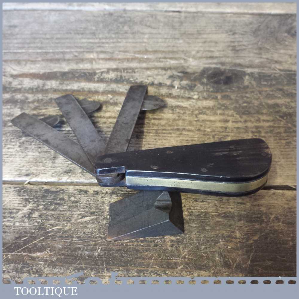 Antique 3 Blade Bloodletting Fleam With Tortoise Shell Covering Tooltique