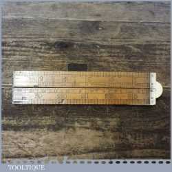 Vintage Architects 2ft Boxwood & Brass Folding Ruler With Built In Protractor