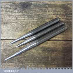 Selection Of Three Vintage Steel Punches 2 No: With Flat Ends And 1 No: Dot Punch