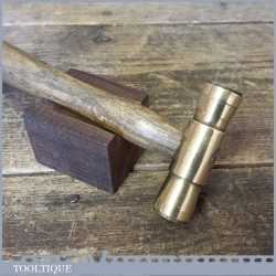 Sweet Vintage Brass Headed Hammer Wooden Handle - Good Condition
