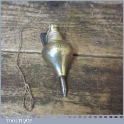 Vintage No: 3 Brass Steel Tipped Plumb Bob - Good Condition