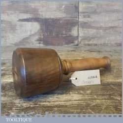 Old Lignum Vitae Hand Turned Carving Mallet With Cherry Wood Handle - Ebony Wedge