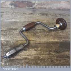 Vintage Pre-Ratchet Brace By Wm Marples & Sons With 8” Swing - Wooden Handles