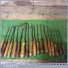 18 No: Vintage Pattern Makers Ornamental Wood Turning Tools In Green Roll
