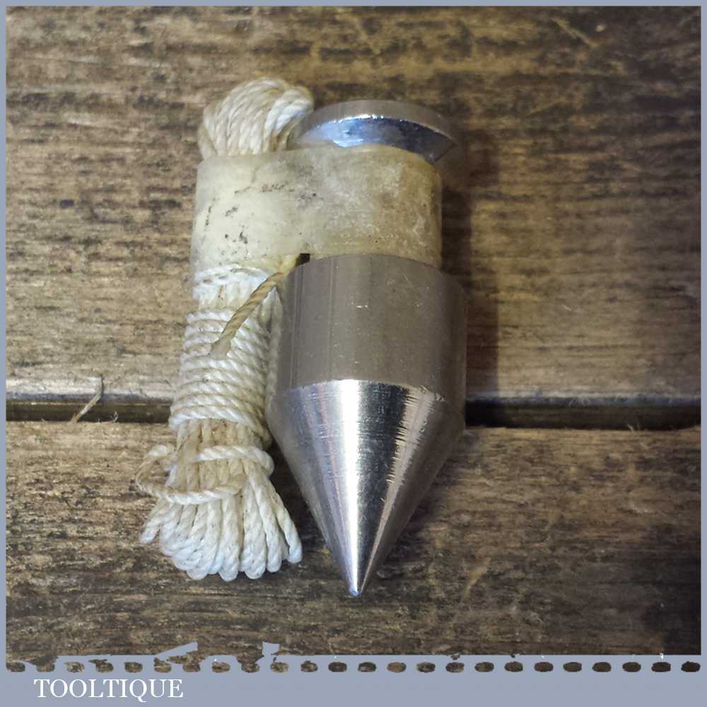 Vintage Small Plated Cast Steel Plumb Bob And String Good Condition