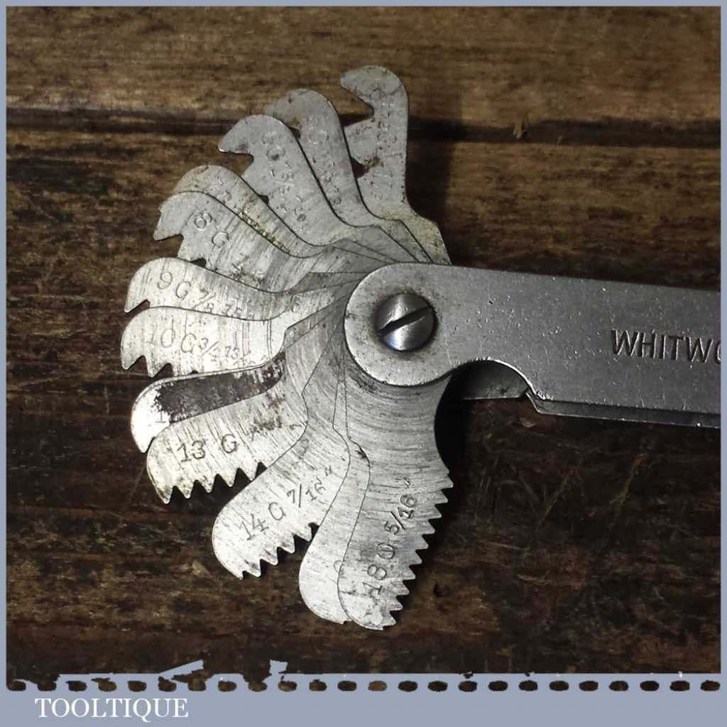 Vintage Machinists Whitworth 55 Degree Screw Thread Gauge Tooltique