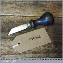 Vintage Leatherworking Skew End Palm Knife Ebonised Handle - Good Condition
