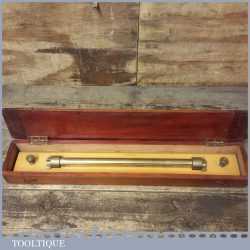 Vintage 18” J.A Nicholl & Co Boxed Rolling Boxwood Brass Parallel Straight Edge Rule