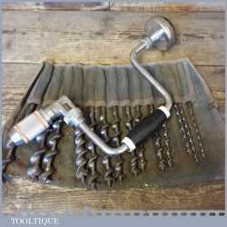 Vintage Stanley No: 73 MK3 Ratchet Brace And 14 No: Double Spur Auger Bits