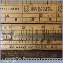 Rare Wm Marples And Sons Boxwood Extending folding Ruler With Scale Measurements