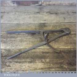 Rare Antique Primitive Blacksmiths Hand Forged Steel 11” Wing Dividers