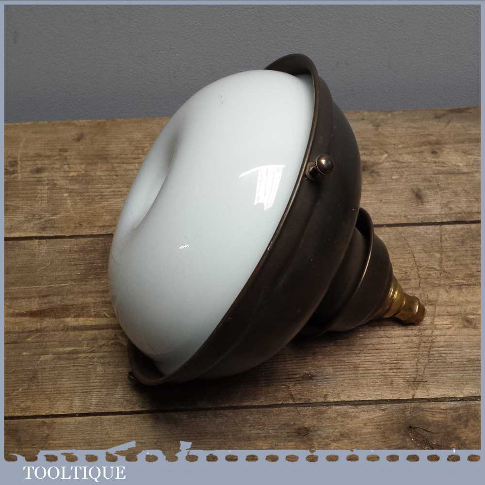 Vintage Retro Hanging Metal And White Coloured Glass Light - 8 Inch
