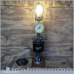Unique Vintage Industrial Steampunk Light Lamp - Simms Pressure Pump Gauge