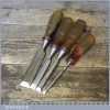 Four Vintage Marples M373 Bevel Edge Chisels ¼” ½” ¾” 1” - Shatterproof Handles