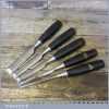 Five Vintage Stanley No: 5001 Bevel Edge Chisels ¼” ½” 5/8” ¾” 1” - Sharpened