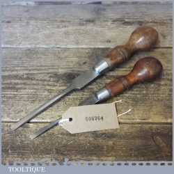 2 No: Vintage Cabinet Makers Beech Wood Handled Screwdrivers - Fully Refurbished