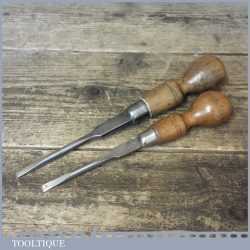 2 No: Vintage Cabinet Makers Beech Wood Handled Screwdrivers - Fully Refurbished