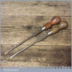 2 No: Vintage Cabinet Makers Beech Wood Handled Screwdrivers - Fully Refurbished