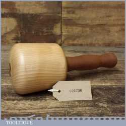 Hand Made Turned Beech Woodcarving Mallet Mahogany Handle - Good Condition