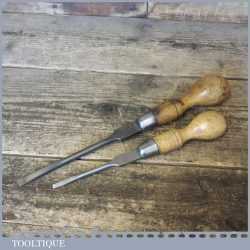 Two Vintage Cabinetmakers Screwdrivers With Wooden Handles - Fully Refurbished