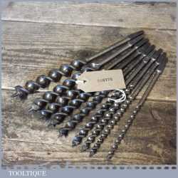 9 No: Vintage Carpenters Double Spur Auger Twist Bits - Various Makers