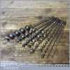 9 No: Vintage Carpenters Double Spur Auger Twist Bits - Various Makers