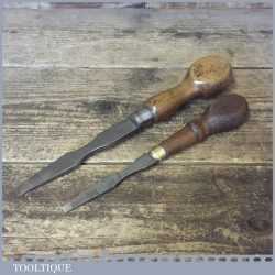2 No: Vintage Turnscrew Screwdrivers Beech Wood Handles - Fully Refurbished