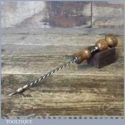 Vintage 9” German Archimedes Drill With Beech Wood Handles - Good Condition