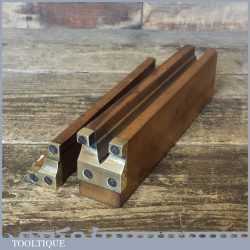 Vintage Pair 5/8” Beech Wood Brass Tipped Ovolo Sash Templates - Good Condition