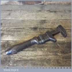 Vintage Automotive Adjustable Wrench Wooden Handle Grip - Good Condition