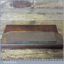 Vintage 8” x 2” Medium Grit Oil Stone In Pine Box - Good Condition