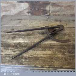 Scarce Large Antique Blacksmiths Hand Forged Steel Dividers - Good Condition