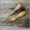 2 No: Vintage Bradawls Beech Wood Handles Sizes 1/8” & 5/32” - Good Condition