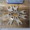 7 No: Vintage Armstrong USA Imperial Sized Crowfoot Spanner Set - Good Condition