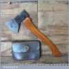 Vintage Carpenters Hatchet Hand Axe With Leather Sheath - Good Sharp Condition