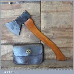 Vintage Carpenters Hatchet Hand Axe With Leather Sheath - Good Sharp Condition