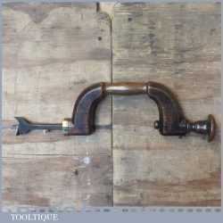 Rare Early Antique Chairmakers Beech Wood & Brass Bit Brace - Good Condition