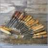 Joblot Of 19 Vintage Carpenters Woodworking Chisels Various Sizes - No Reserve
