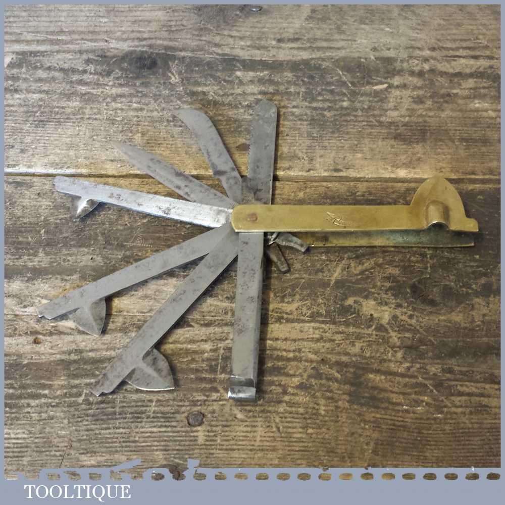 Rare Antique 7 Bladed Surgical Blood Letting Fleam Tool Marked