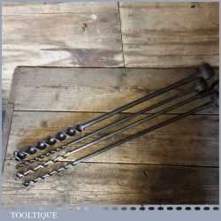 Vintage 4 No: Ridgeway Bull Nose Scotch Barrel Eyed Timber Framing Auger Bits - ½” 5/8” 1 1/16” 1 ¼”