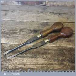 2 No: Vintage 11” Cabinet Makers Beech Wood Handled Screwdrivers - Refurbished