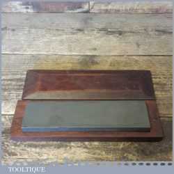 Vintage 8” x 2″ Medium Grit Carborundum Oil Stone Mahogany Box - Good Condition