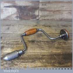 Vintage Carpenters Metal Brace Beech Wood Handles - Good Condition