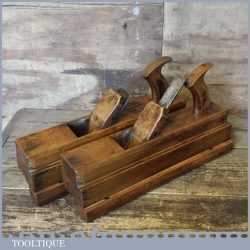 Rare Early 19th C Antique Pair Varvill & Sons Beech Wood Tongue And Groove Planes