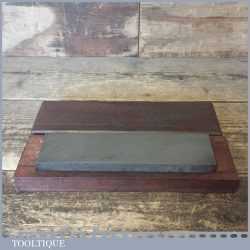 Vintage 8” x 2” Medium Grit Oil Stone In Mahogany Box - Good Condition