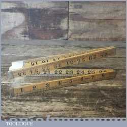 Vintage 3ft Rabone No: 1167 Boxwood Brass Folding Ruler - Good Condition