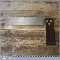 Vintage 9” Rosewood Brass Carpenters Try Square - Good Condition