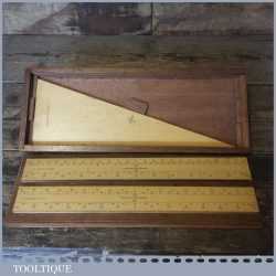 Vintage Thacker & Co Boxed Set Of Scale Rules Marquois Triangle