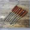 Vintage Set 7 No: Marples Wood Carving Chisels Mahogany Handles - Sharpened & Honed